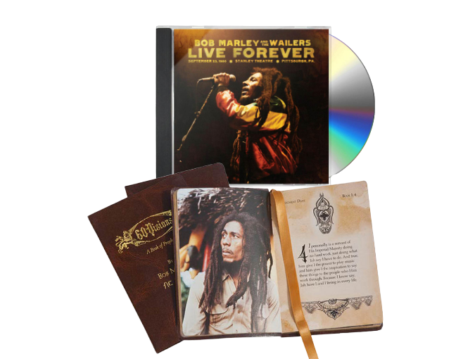 Bob Marley Live Forever Collector's Set - CD, Book & T-Shirt Bob Marley Live Forever Collector's Set - CD, Book & T-Shirt