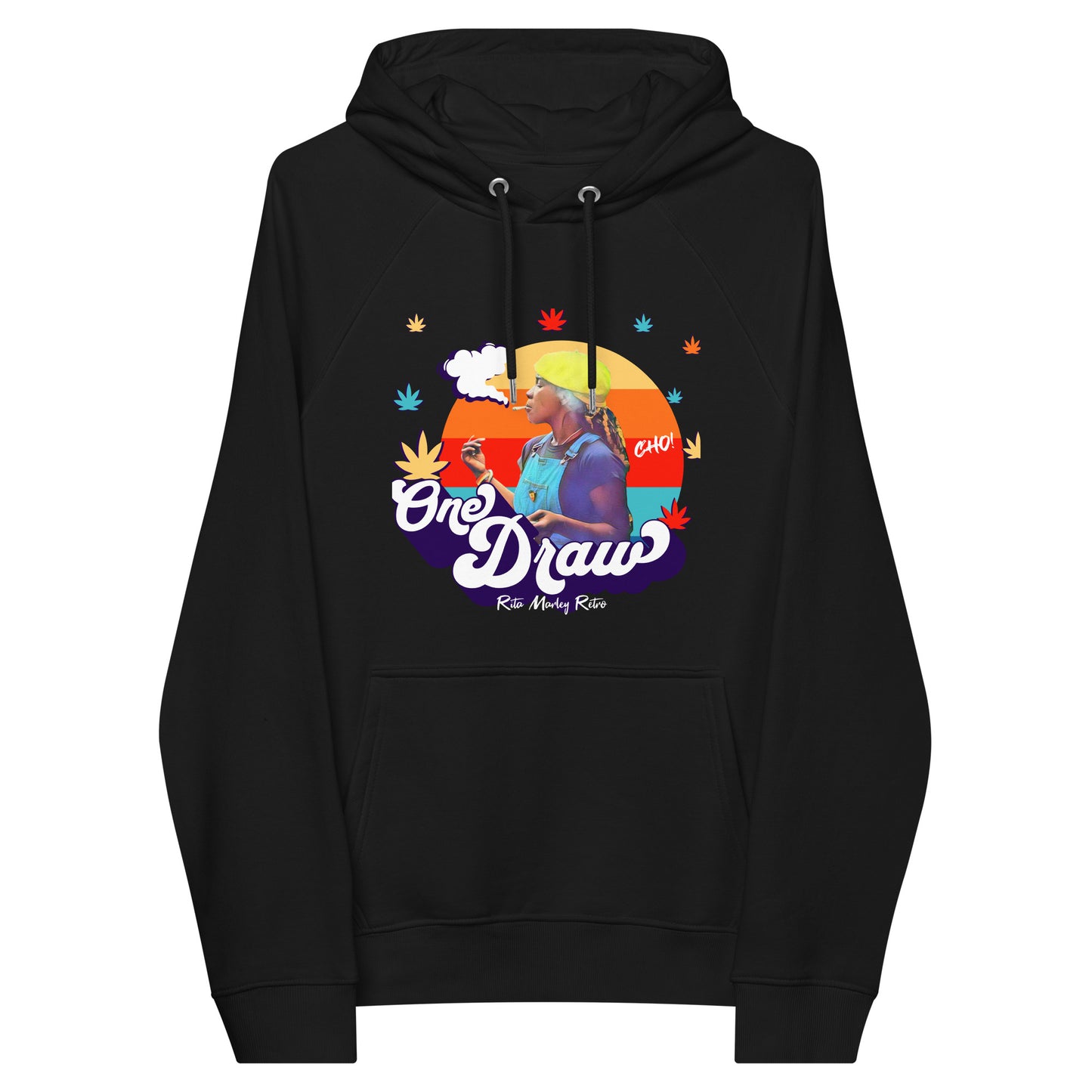 Rita Marley Retro One Draw unisex eco raglan hoodie