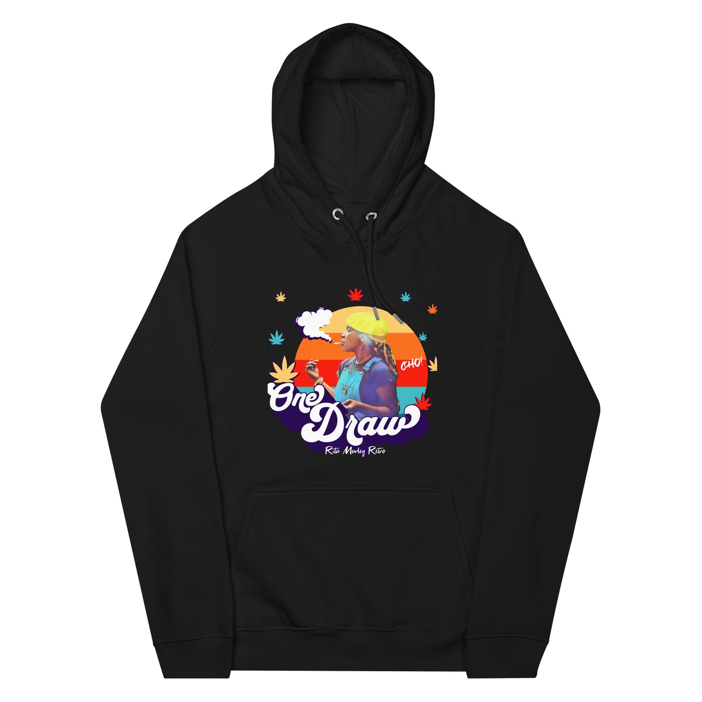 Rita Marley Retro One Draw unisex eco raglan hoodie